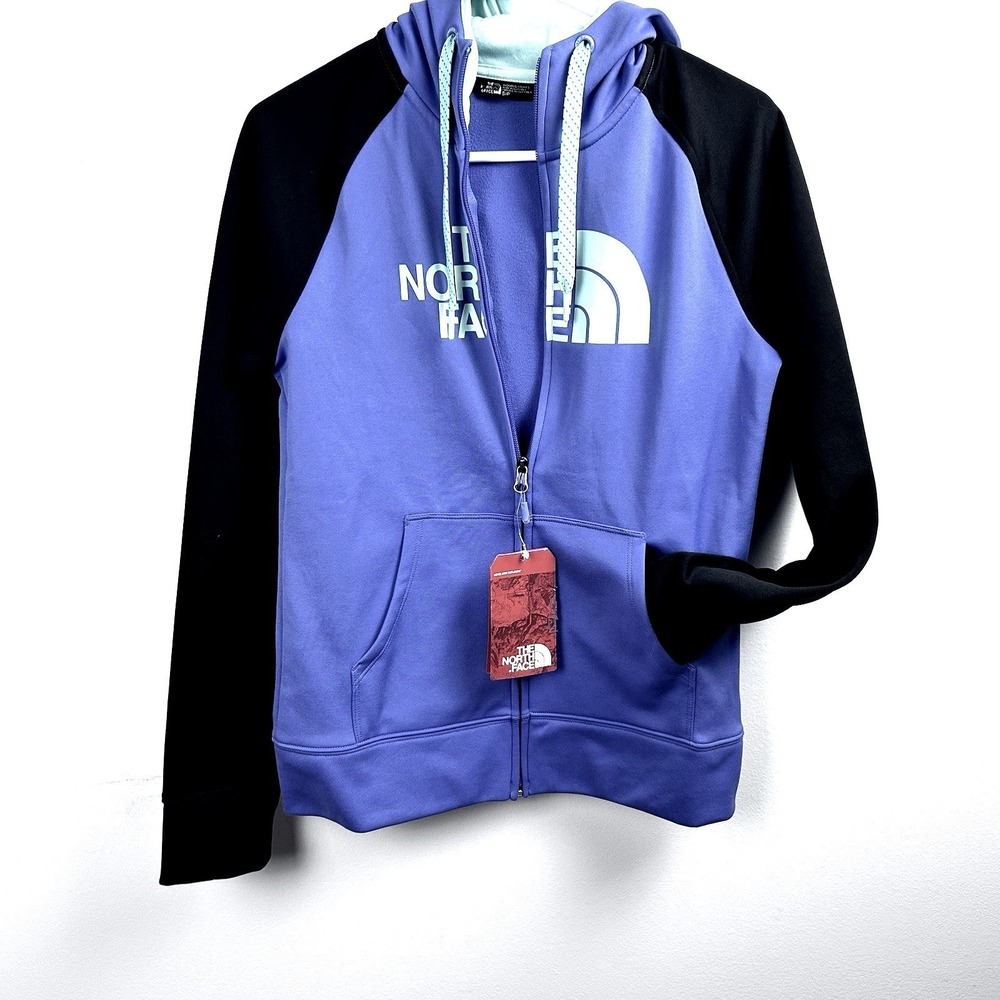 NEW North Face Women's S Peak Dome Full Zip Hoodie Purple Black & Green Pockets